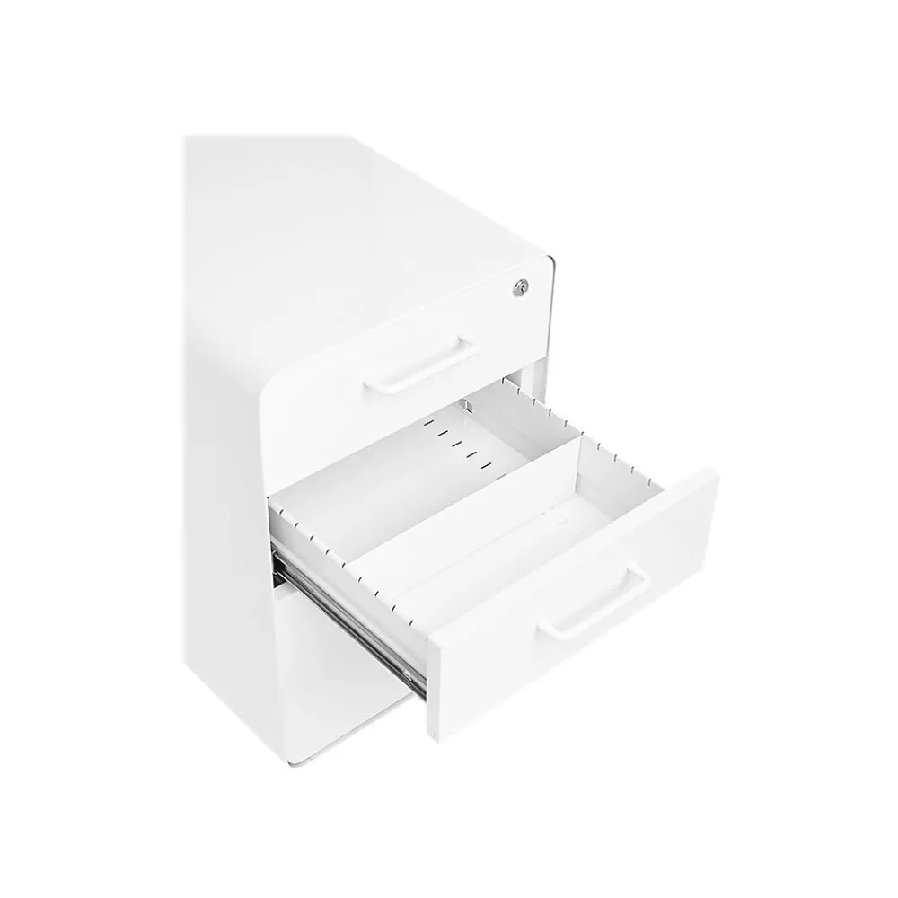 File Cabinets*Poppin Stow 3-Drawer Mobile Vertical File Cabinet, Letter/Legal Size, Lockable, 24"H x 15.75"W x 20"D, White (100425)