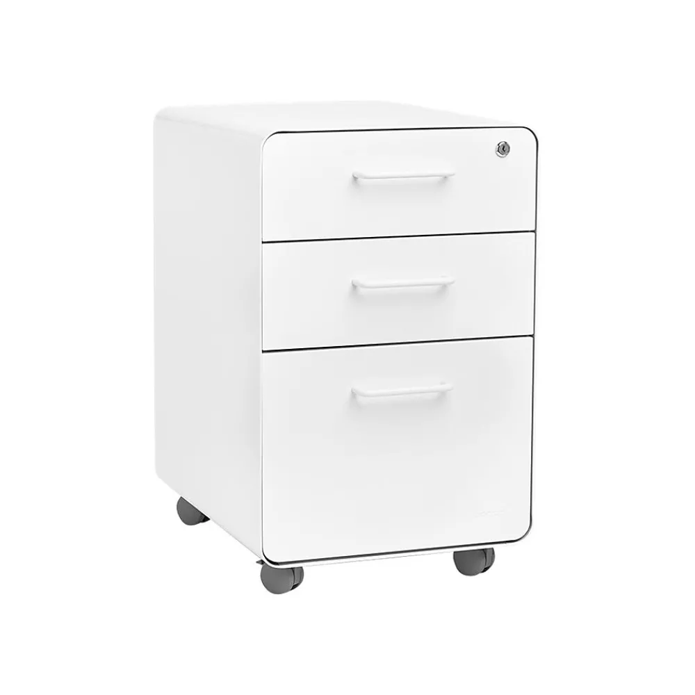 File Cabinets*Poppin Stow 3-Drawer Vertical File Cabinet, Locking, Letter/Legal, White, 20"D (100915)