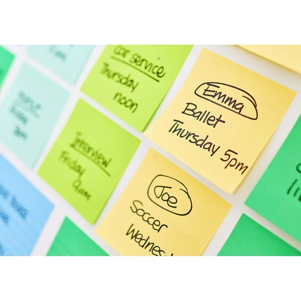 Post-It Notes*Post-it 100% Recycled Paper Super Sticky Notes, 3" x 3", Canary Collection, 70 Sheets/Pad, 24 Pads/Pack (654R-24SSCY-CP)