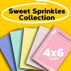 Post-It Notes*Post-it Greener Recycled Notes, 4" x 6", Collection, Lined, 100 Sheet/Pad, 5 Pads/Pack (6605PKRPA) Sweet Sprinkles