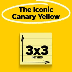 Post-It Notes*Post-it Notes, 3" x 3", Canary Collection, Lined, 100 Sheet/Pad, 2 Pads/Pack (630PK2)