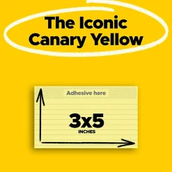 Post-It Notes*Post-it Notes, 3" x 5", Canary Collection, Lined, 100 Sheet/Pad, 5 Pads/Pack (635-5PK)