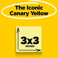 Post-It Notes*Post-it Notes, 3" x 3", Canary Collection, 100 Sheet/Pad, 24 Pads/Pack (654-24VAD-B)