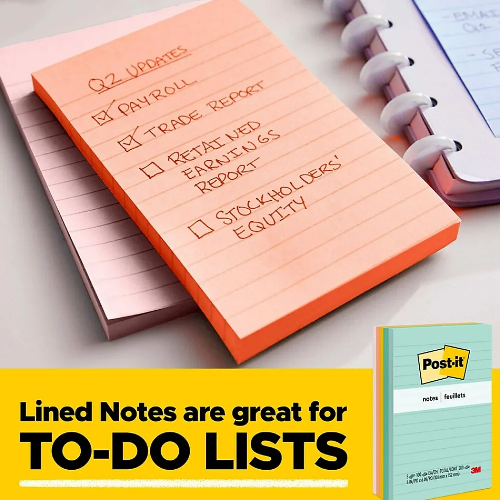 Post-It Notes*Post-it Notes, 3" x 5", Collection, Lined, 100 Sheet/Pad, 5 Pads/Pack (635-5AN) Poptimistic