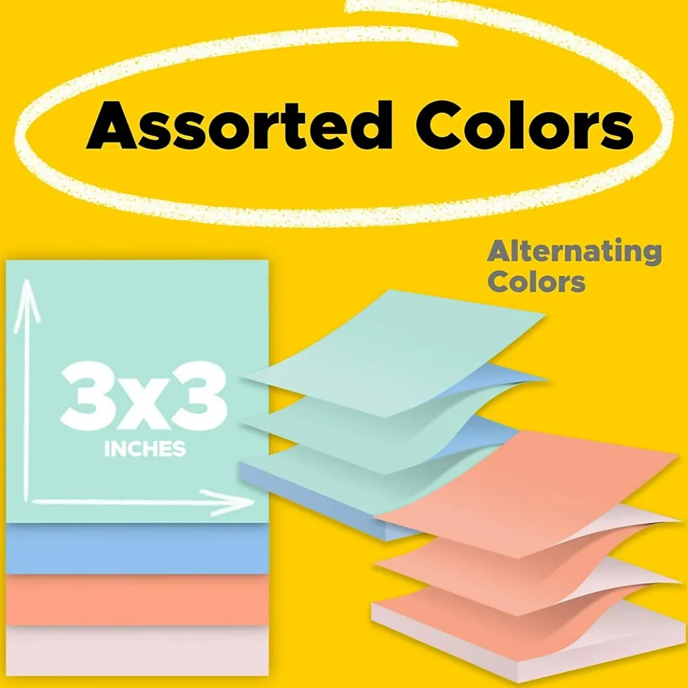 Sticky Notes*Post-it Pop-up Notes, 3" x 3", Beachside Café Collection, 90 Sheet/Pad, 12 Pads/Pack (R330UALT)