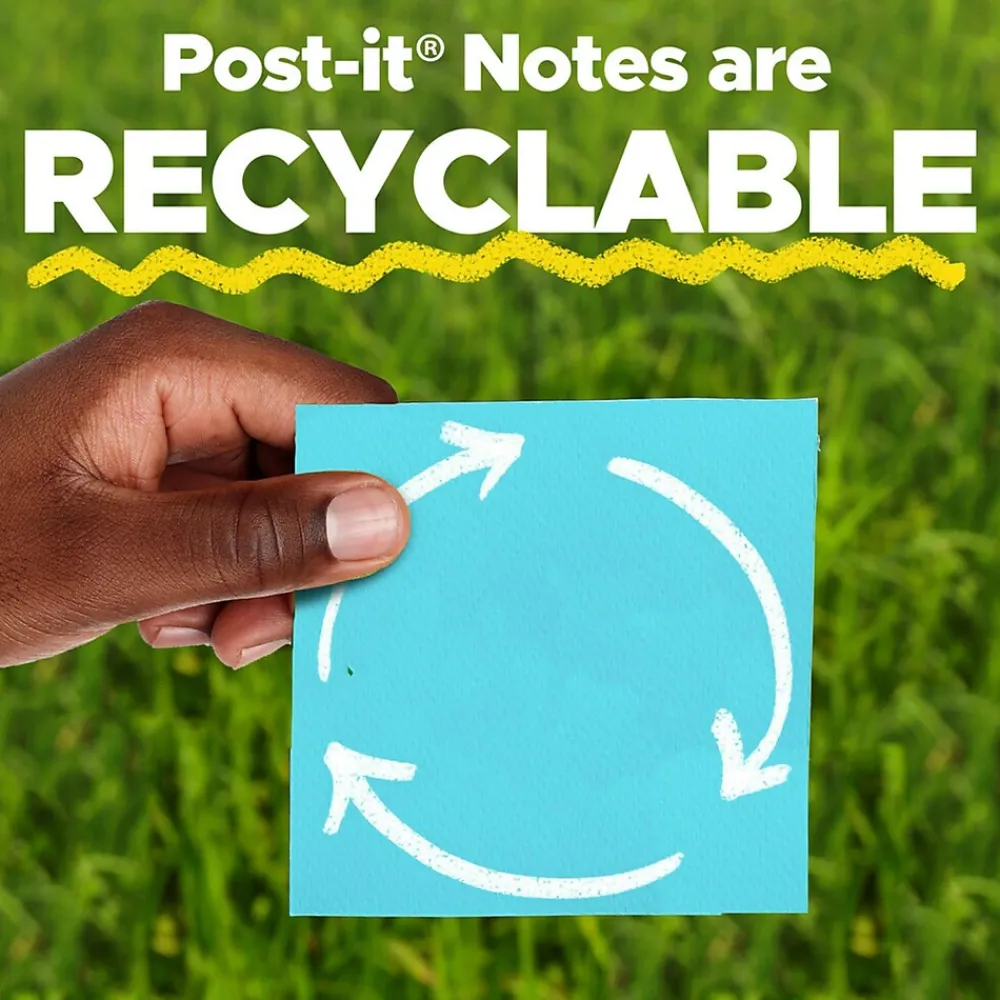 Post-It Notes*Post-it Recycled Notes, 3" x 3", Canary Collection, 75 Sheet/Pad, 24 Pads/Pack (654R24CPCY) Canary Yellow