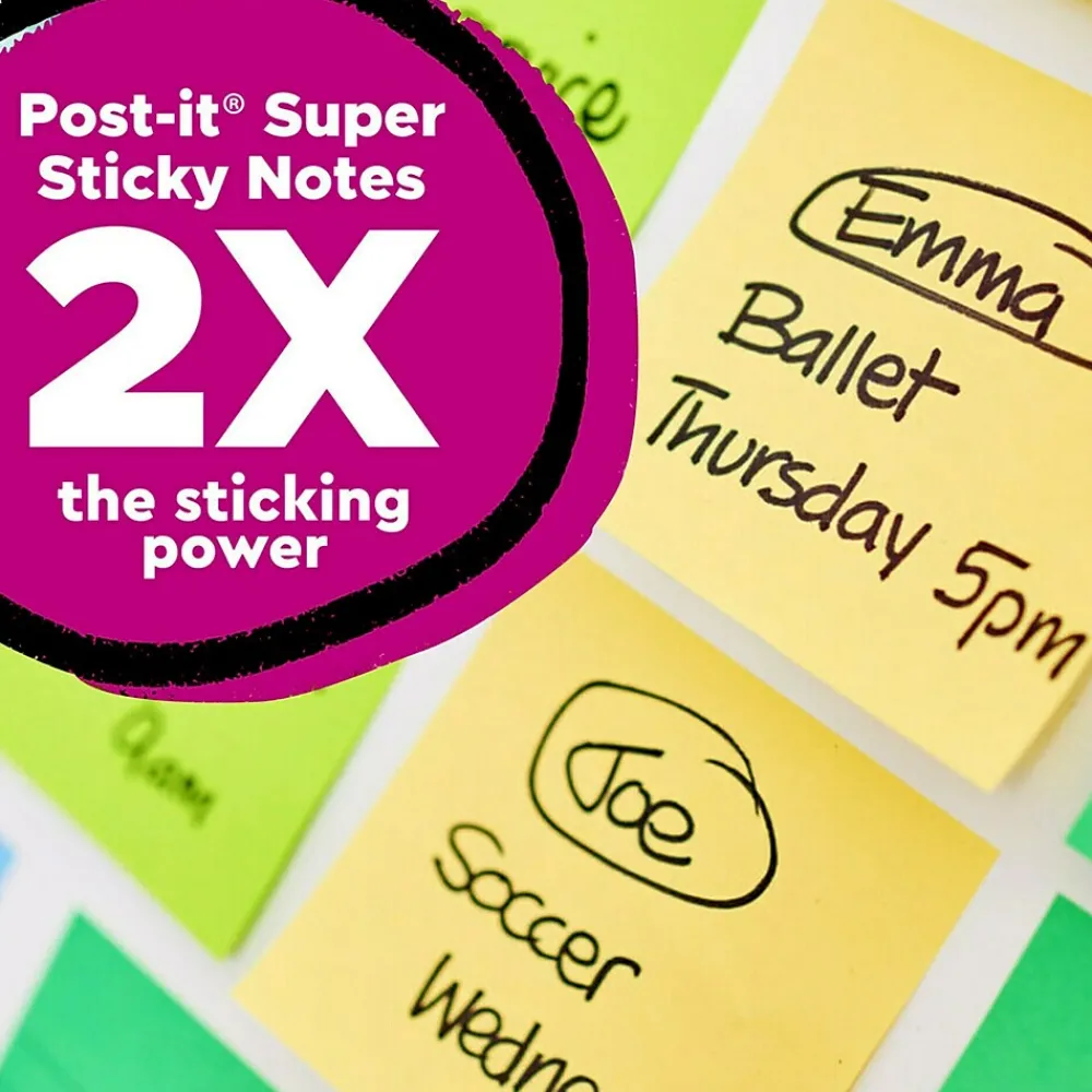 Post-It Notes*Post-it Recycled Super Sticky Notes, 3" x 3", Canary Collection, 70 Sheet/Pad, 12 Pads/Pack (654R-12SSCY)