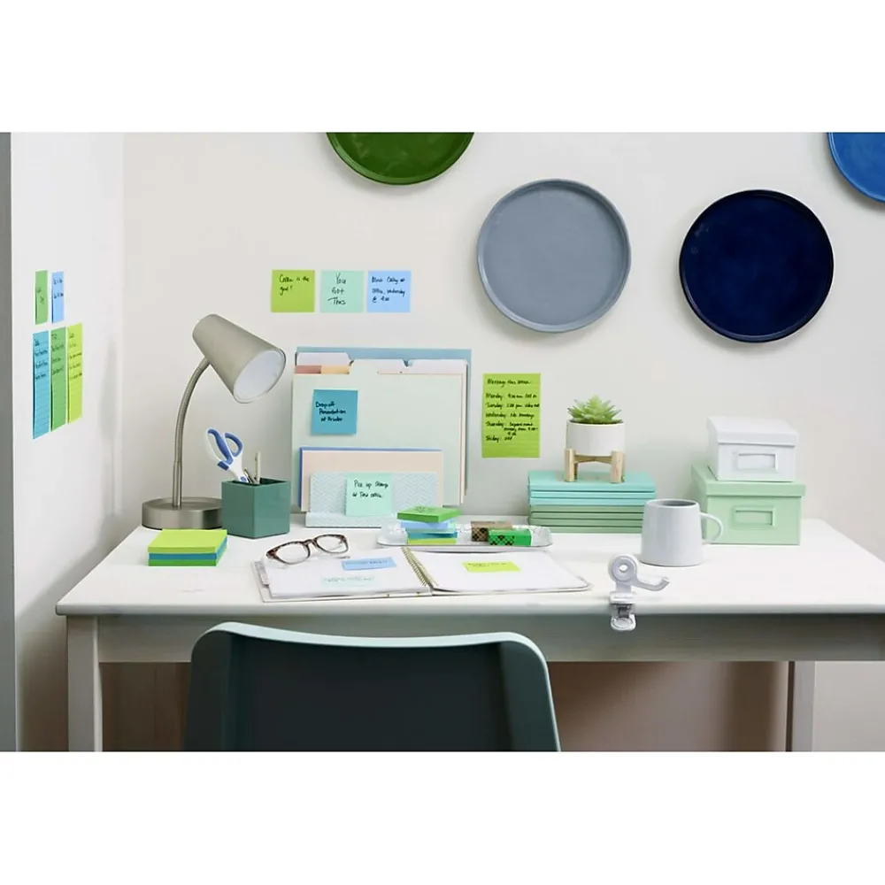 Post-It Notes*Post-it Recycled Super Sticky Notes, 3" x 3", Collection, 70 Sheet/Pad, 5 Pads/Pack (654R-5SST) Oasis