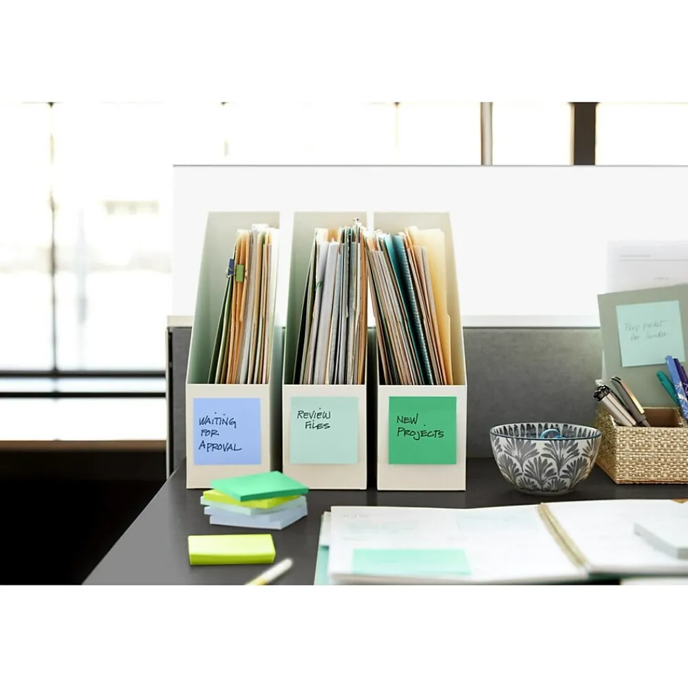 Post-It Notes*Post-it Recycled Super Sticky Notes, 3" x 3", Collection, 70 Sheet/Pad, 5 Pads/Pack (654R-5SST) Oasis