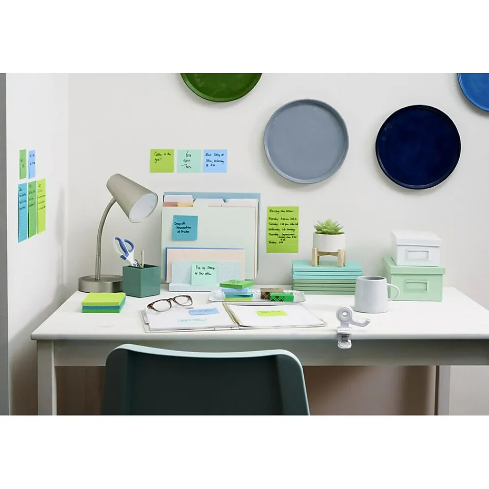 Post-It Notes*Post-it Recycled Super Sticky Notes, 3" x 3", Collection, 90 Sheet/Pad, 5 Pads/Pack (654-5SST) Oasis