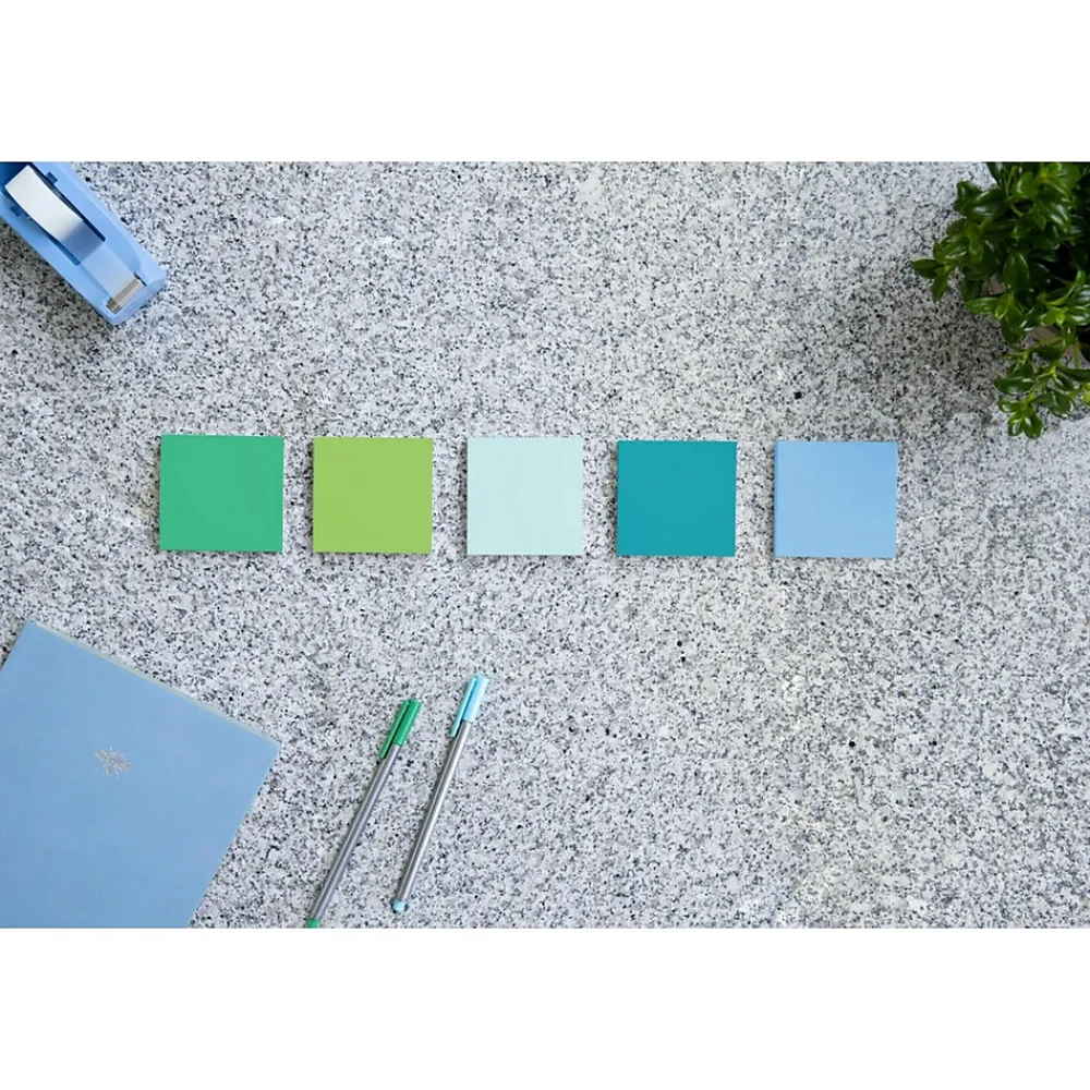 Post-It Notes*Post-it Recycled Super Sticky Notes, 3" x 3", Collection, 90 Sheet/Pad, 5 Pads/Pack (654-5SST) Oasis