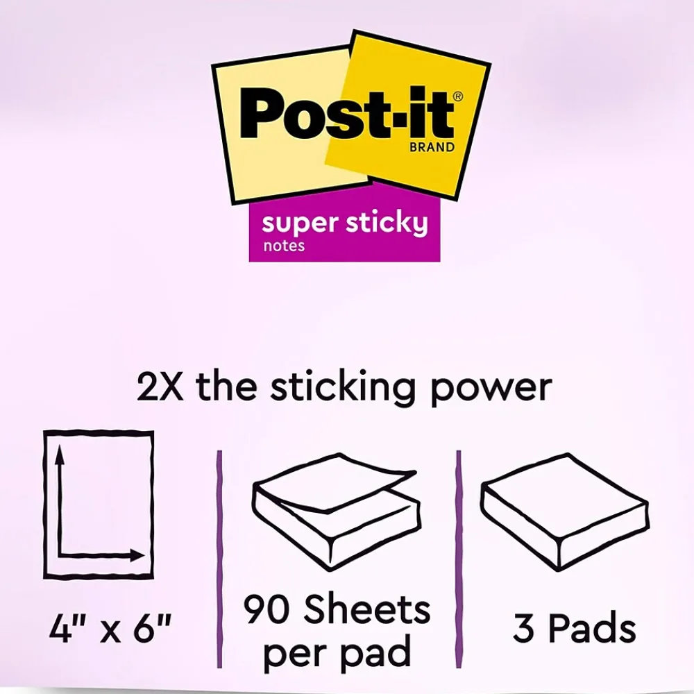 Post-It Notes*Post-it Recycled Super Sticky Notes, 4" x 6", Oasis Collection, Lined, 90 Sheet/Pad, 3 Pads/Pack (6603SST)