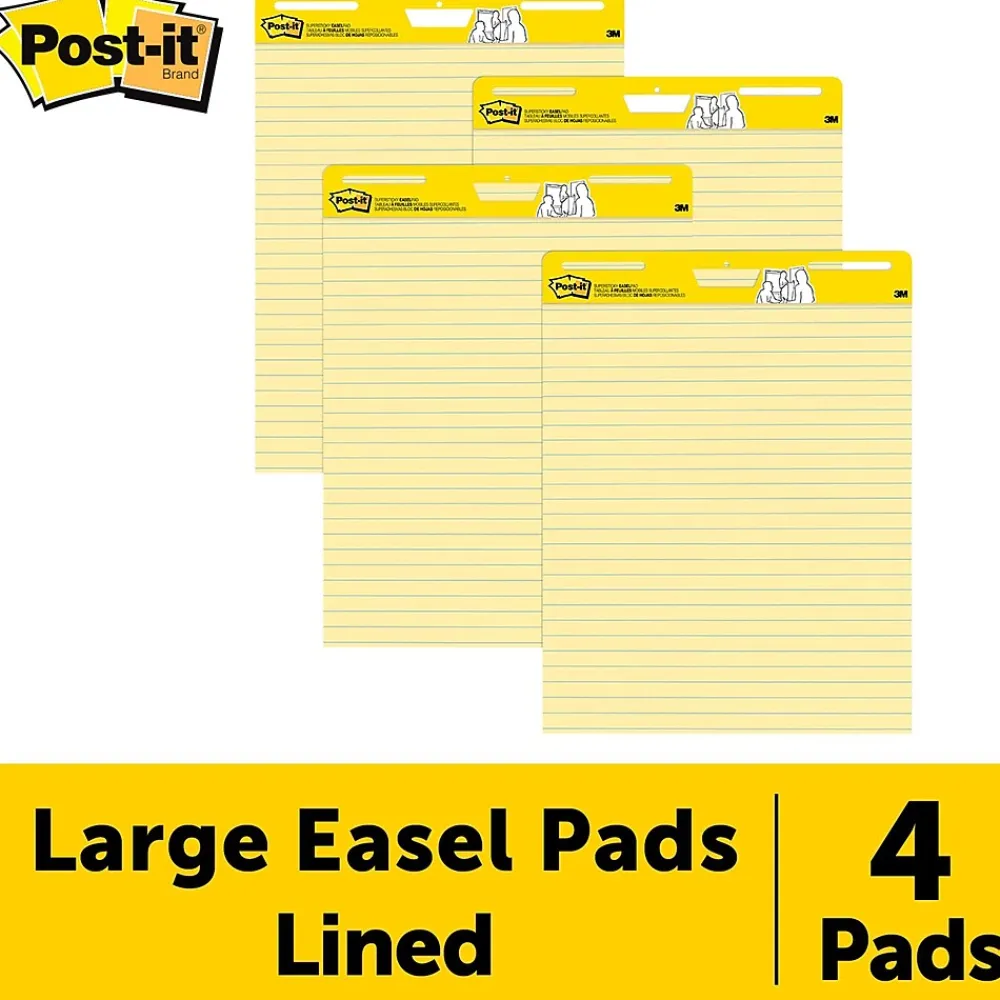 Easel Paper Pads*Post-it Super Sticky Easel Pad, 25" x 30", Lined, 30 Sheets/Pad, 4 Pads/Pack (561VAD4PK)