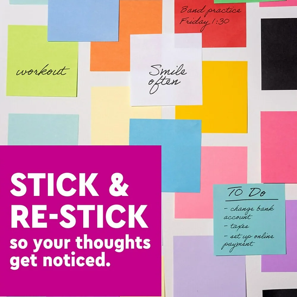 Post-It Notes*Post-it Super Sticky Notes, 3" x 3", Marrakesh Collection, 90 Sheet/Pad, 5 Pads/Pack (654-5SSLE)