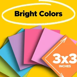 Post-It Notes*Post-it Super Sticky Notes, 3" x 3", Assorted Collection, 45 Sheet/Pad, 15 Pads/Pack (654-15SSCP)