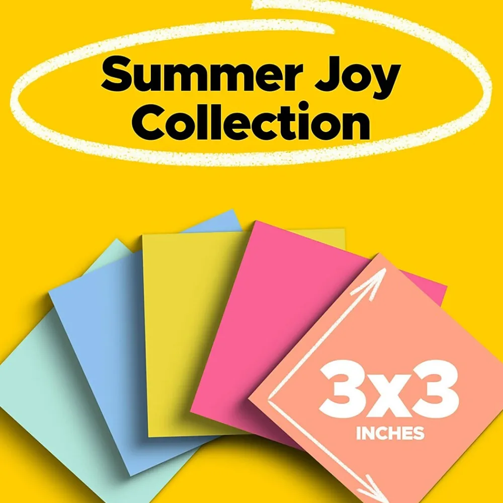 Post-It Notes*Post-it Super Sticky Notes, 3" x 3", Collection, 90 Sheet/Pad, 5 Pads/Pack (654-5SSJOY) Summer Joy