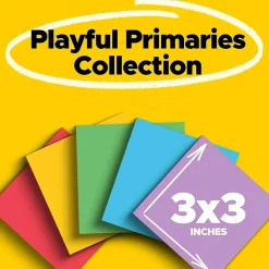 Post-It Notes*Post-it Super Sticky Notes, 3" x 3", Playful Primaries Collection, 45 Sheet/Pad, 5 Pads/Pack (3321-5SSAN)