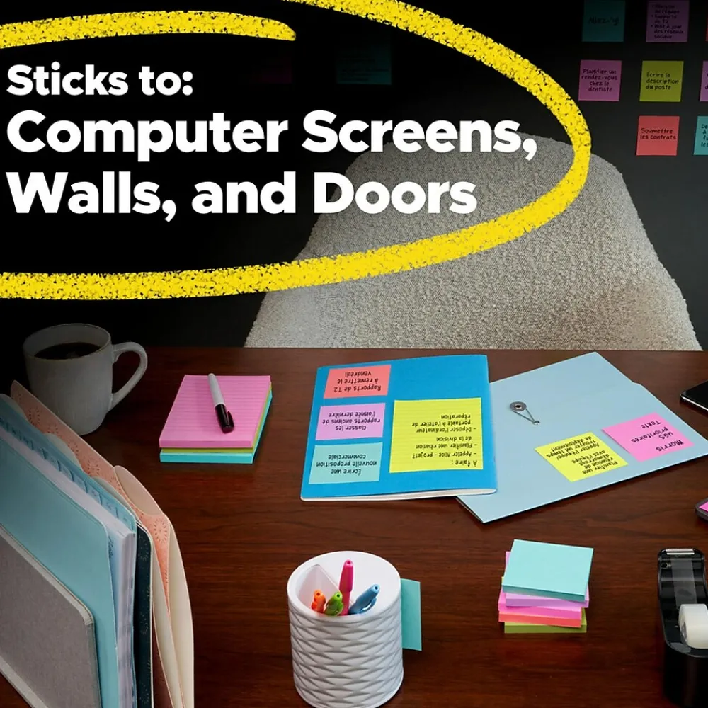 Post-It Notes*Post-it Super Sticky Pop-up Notes, 3" x 3", Playful Primaries Collection, 90 Sheet/Pad, 6 Pads/Pack (R330-6SSAN)