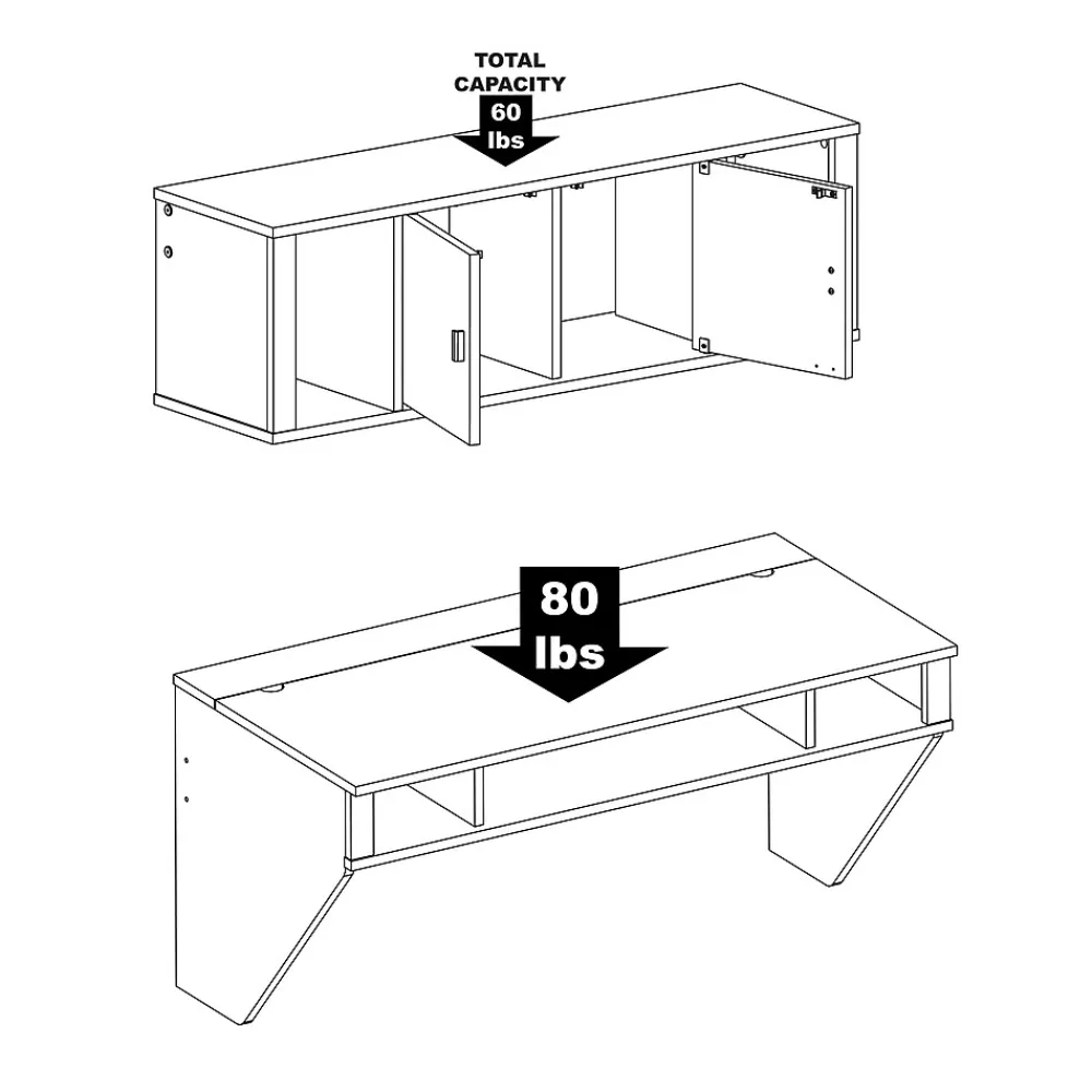 Computer Desks*Prepac Designer Floating Desk & Hutch Set, Washed Black (HRHW-0501-2M)