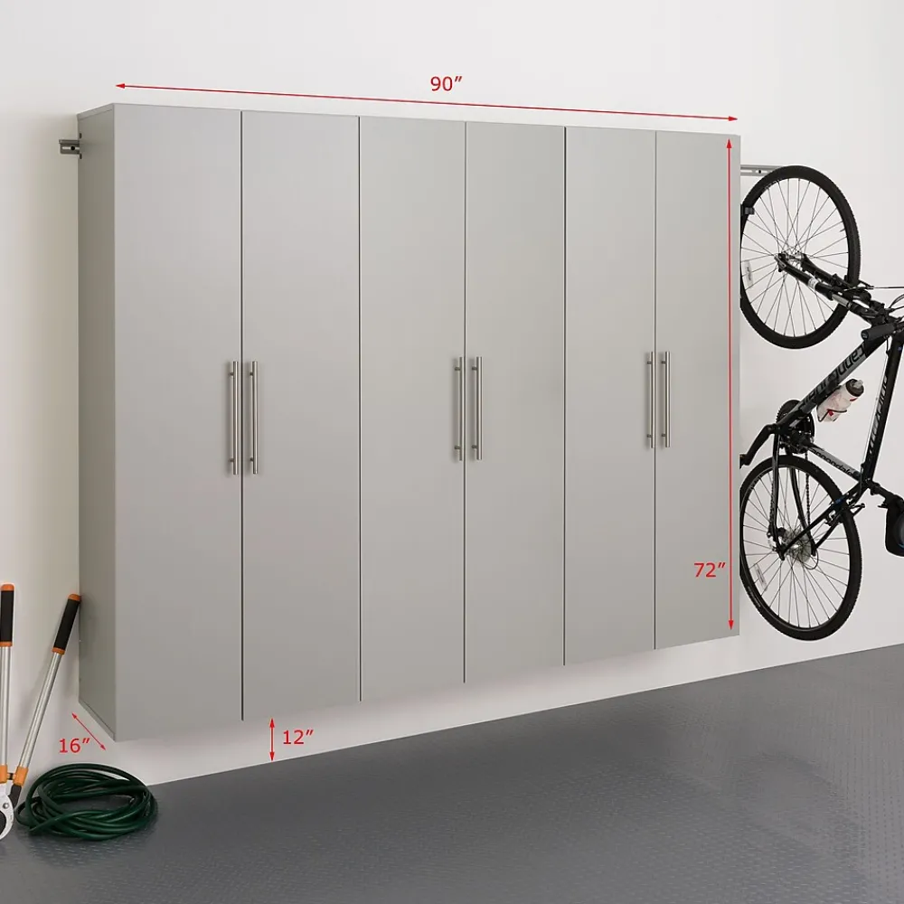 Storage Cabinets*Prepac ™ HangUps 90" Laminate 3 Piece Storage Cabinet Set D, Light Gray