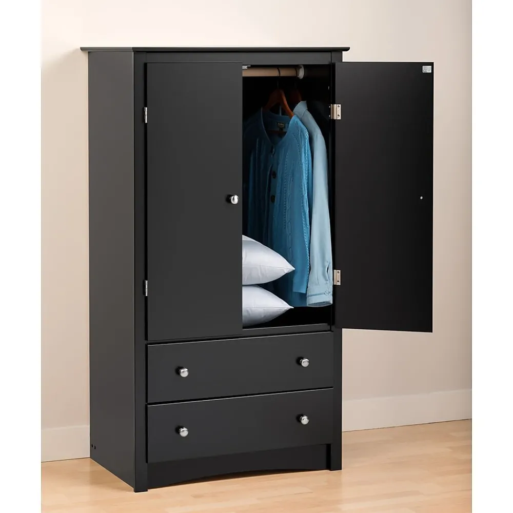 Storage Cabinets*Prepac ™ Sonoma Composite Wood 2 Drawer Armoire, Black