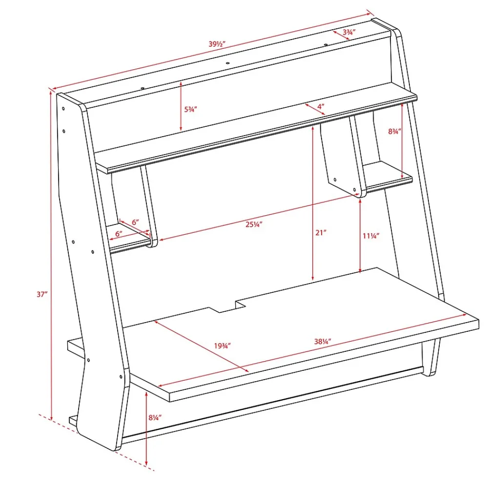 Computer Desks*Prepac Studio Floating Desk, White (WEHW-0900-1)