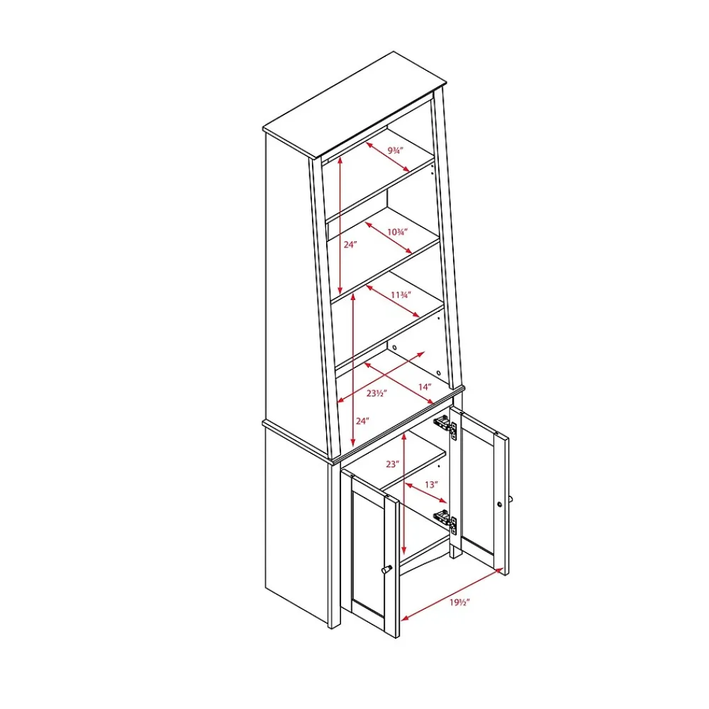 Bookcases*Prepac ™ Tall Slant Back Bookcase With 2 Shaker Doors, Espresso