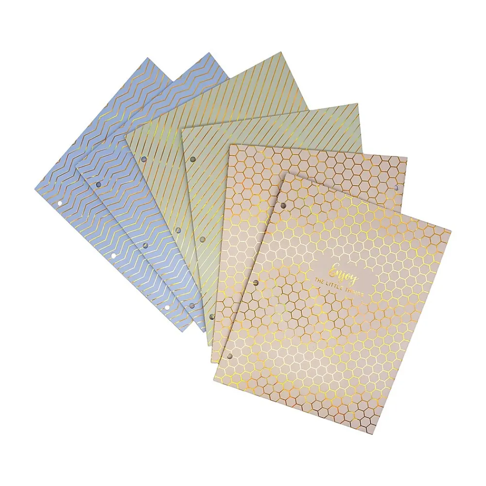 Pocket Folders|Pukka Pad Haze 3-Hole Punched 2-Pocket Cardstock Portfolio Folders, Assorted Colors, 6/Pack (9980(AST)-HZE)