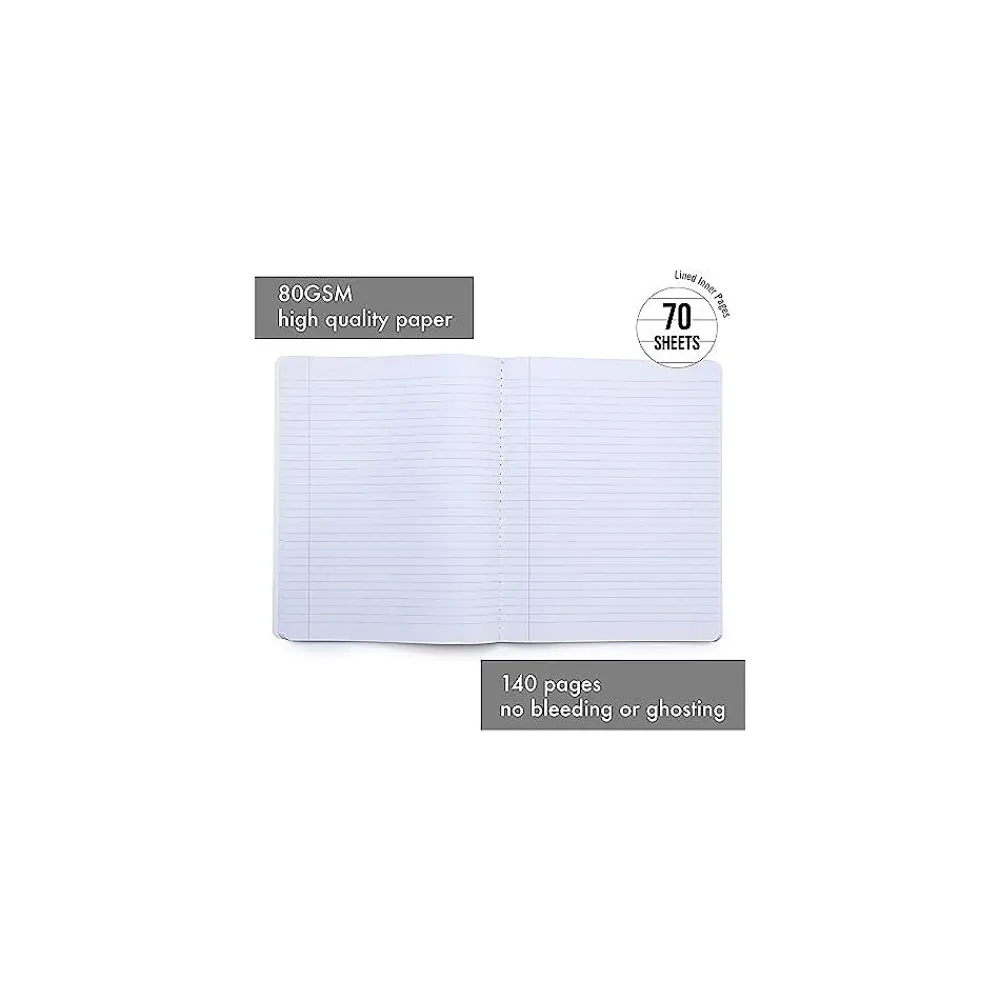 Composition Notebooks|Pukka Pad Rochelle & Jess Composition Notebooks, 7.5" x 9.75", College Ruled, 70 Sheets, Assorted Colors, 3/Pack (9107-ROC)