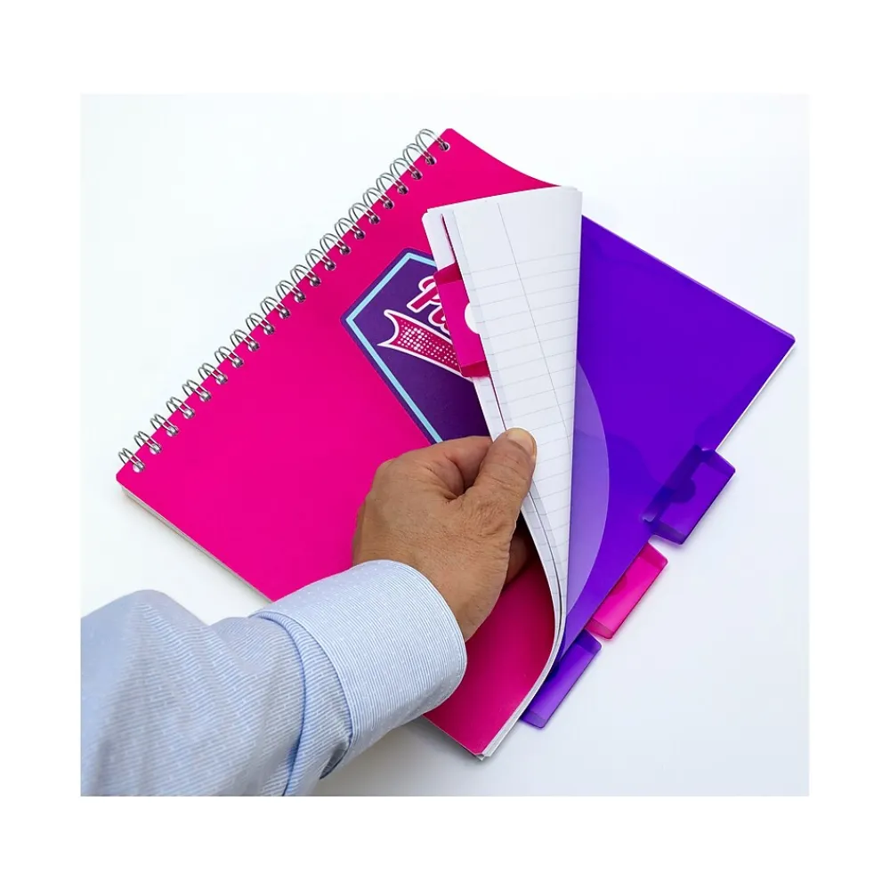 Subject Notebooks|Pukka Pad Vision 5-Subject Notebooks, 8.5" x 11", Ruled, 100 Sheets, Deep Pink, 3/Pack (8866(PK)-VIS)