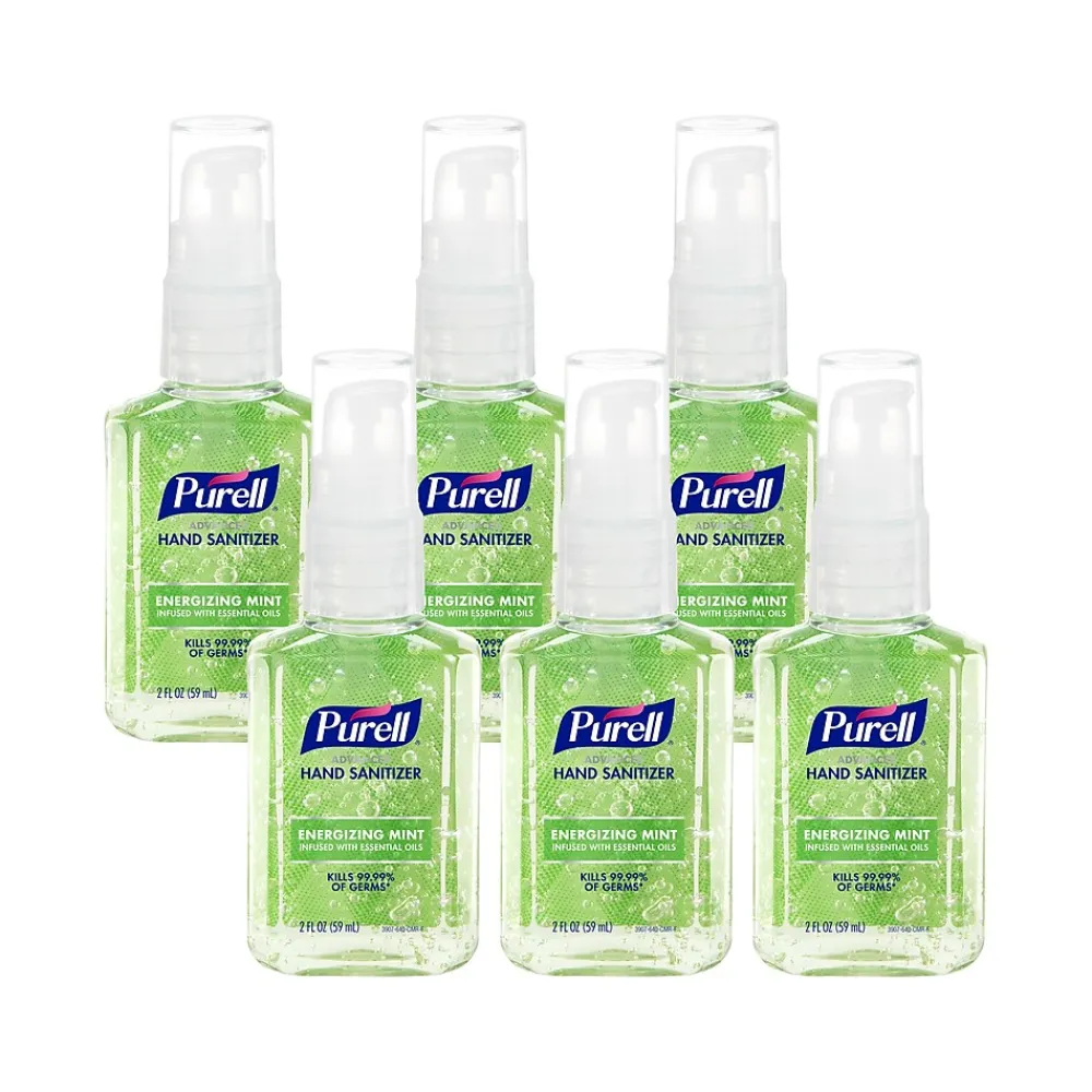 70% Alcohol Gel Hand Sanitizer, Energizing Mint Scent, 2 fl. oz., 24/Pack (3907-24-CMR)<Purell Hot