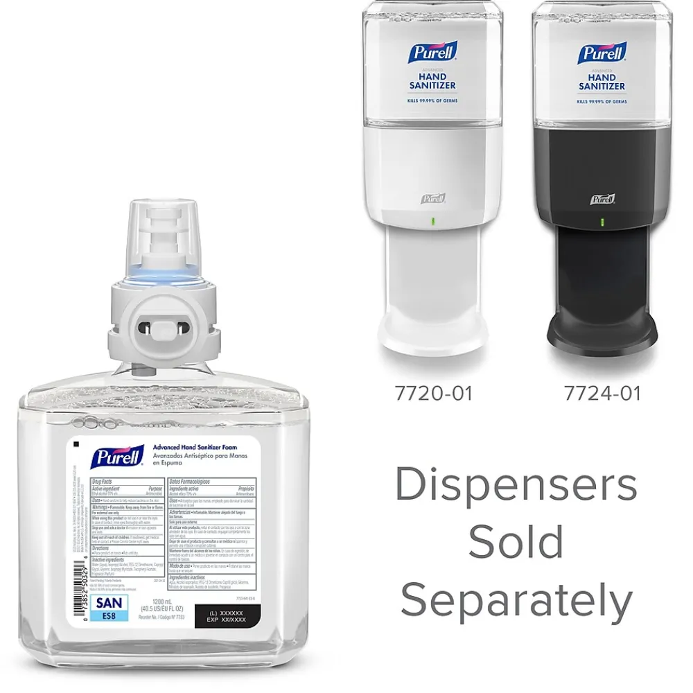 Advanced 70% Alcohol Foaming Hand Sanitizer Refill for ES8 Dispenser, 1200 mL, 2/Carton (7753-02)<Purell Outlet