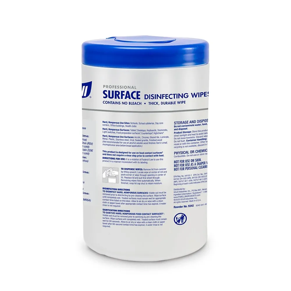 Professional Disinfecting Wipes, Fresh Citrus Scent, 110 Wipes/Container, 6/Carton (9342-06)<Purell Hot