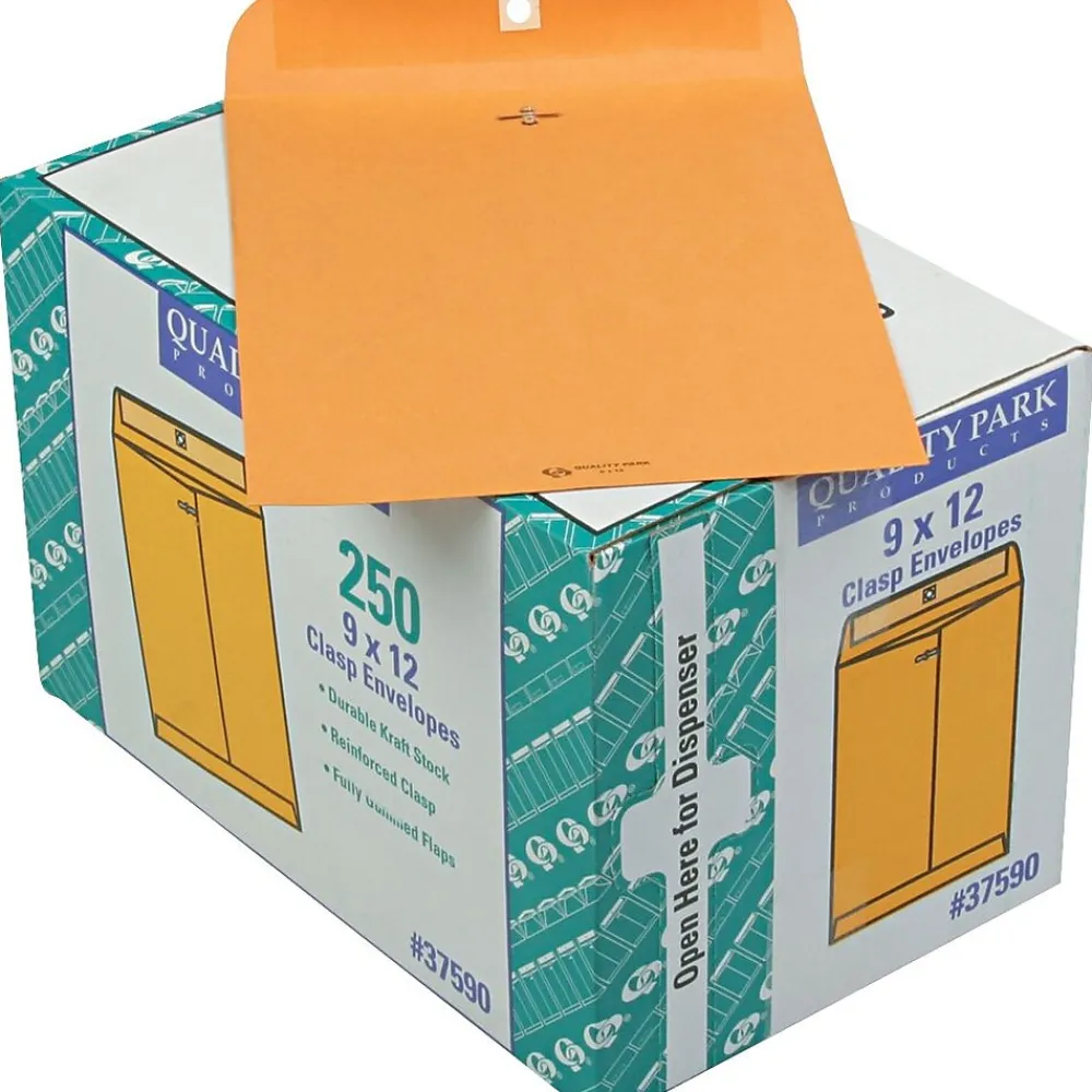 New Quality Park Clasp Kraft Catalog Envelope, 9" x 12", Kraft, 250/Box (37590)