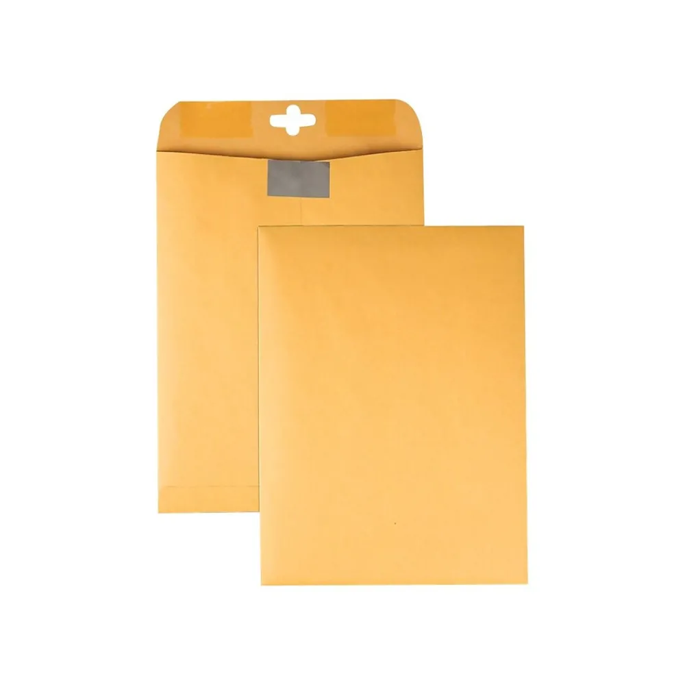 Quality Park ClearClasp Redi-Tac Kraft Catalog Envelopes, 9" x 12", Brown Kraft, 100/Box (QUA43568)