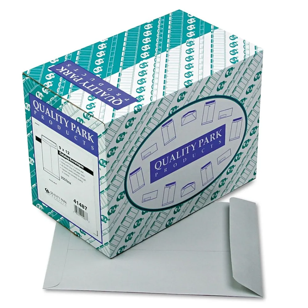 Outlet Quality Park Gummed Catalog Envelope, 9" x 12", Gray, 250/Box (41487)