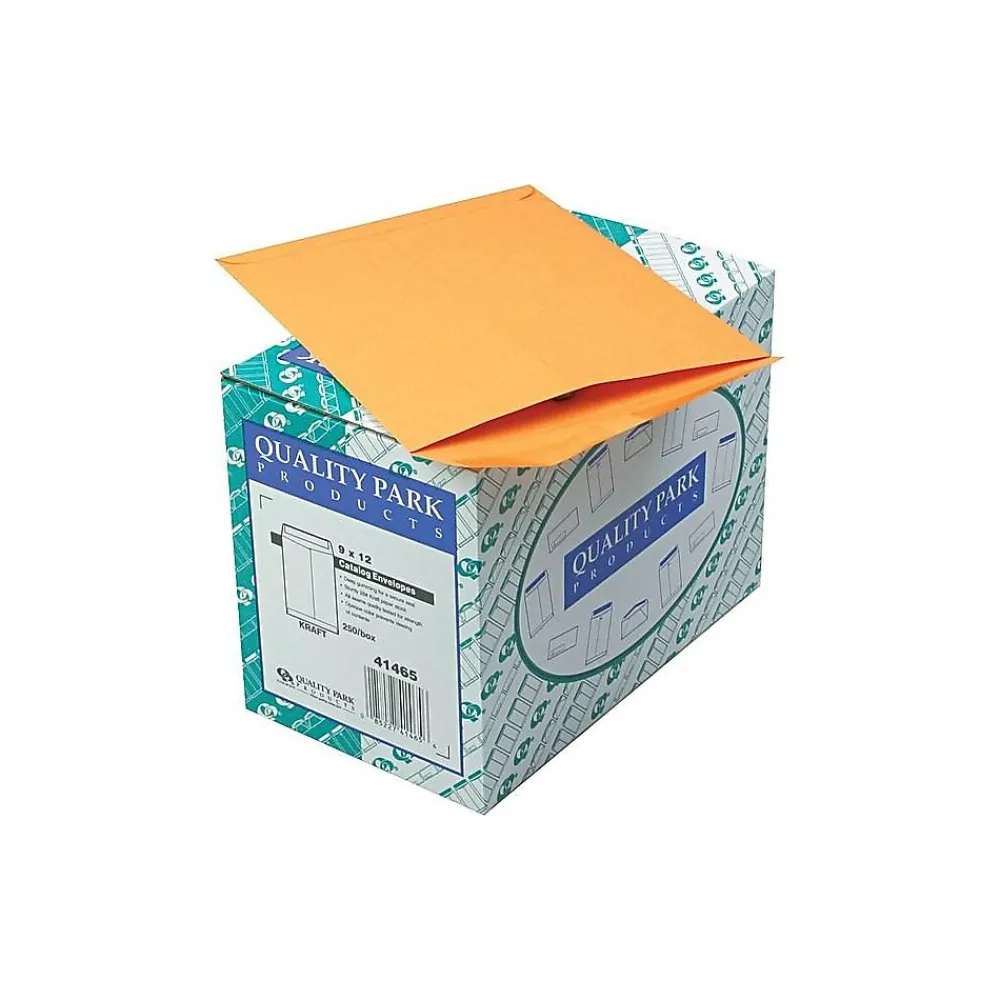 Clearance Quality Park Gummed Kraft Catalog Envelopes, 9" x 12", Kraft, 250/Box (QUA41465)