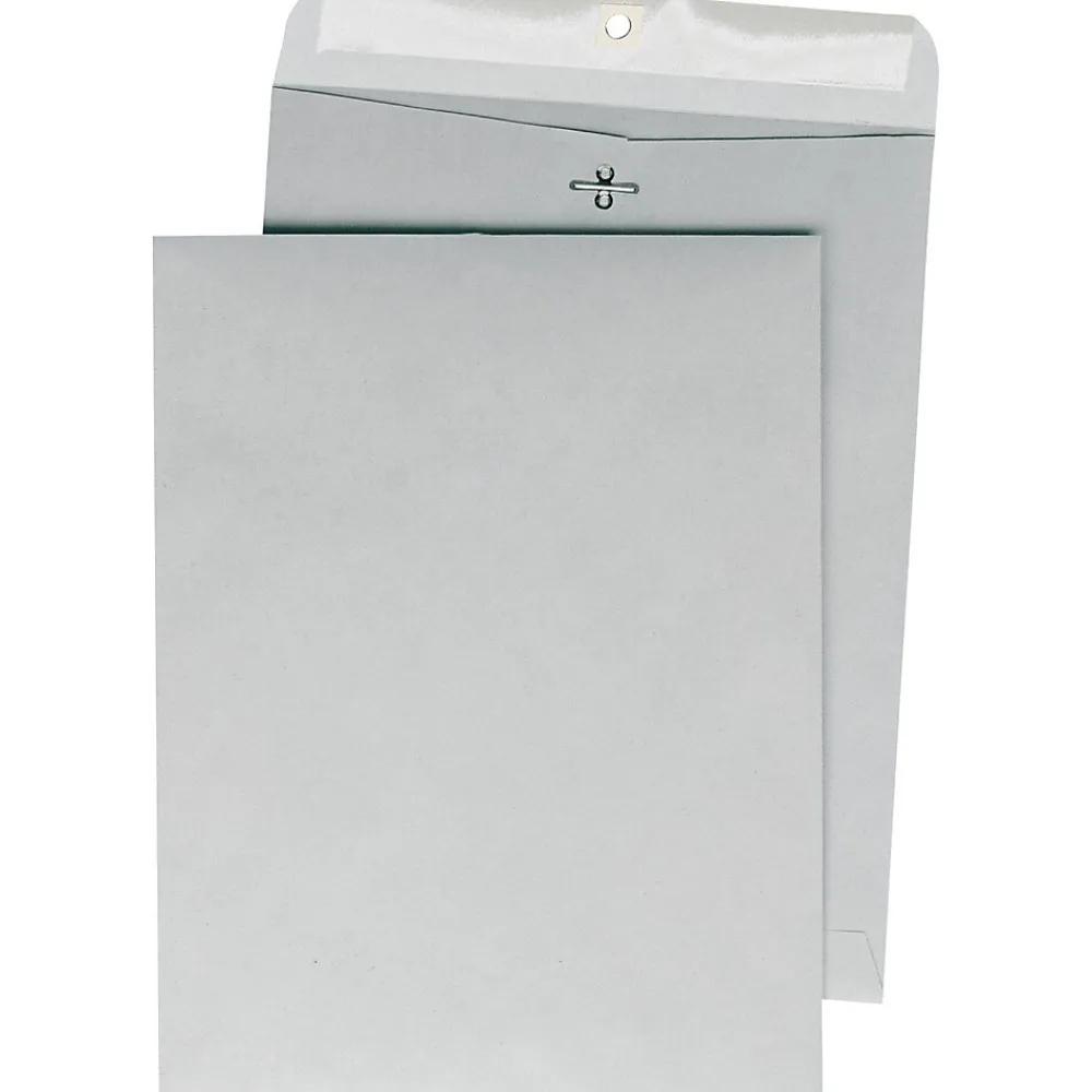 Clearance Quality Park 28lb. Clasp Colored Kraft Catalog Envelopes, Grey Kraft, 9x12", 100/Box