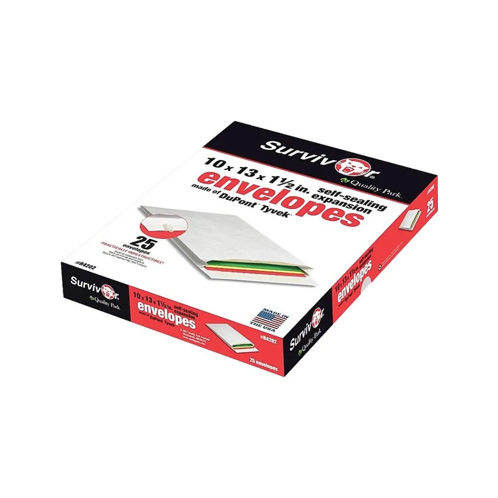 Online Quality Park Survivor Tyvek Self Seal Catalog Envelopes, 10"L x 13"H, White, 25/Box (QUAR4202)