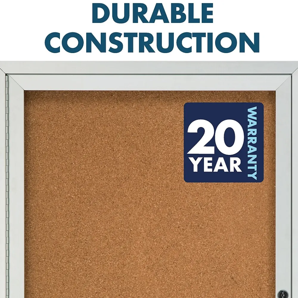 Bulletin*Quartet Cork Enclosed Bulletin Board, Aluminum Frame, 3'H x 2'W (2363)