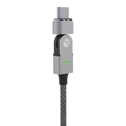 The Magic 180 Pro Fast-Charging Cable for iOS, Micro USB & USB-C, 6.5-ft., Black (RACMAG720-23E-BLAB)<Raycon New