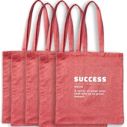 Recycled Cotton Twill Tote - Success - 5 Pack<Baudville Clearance