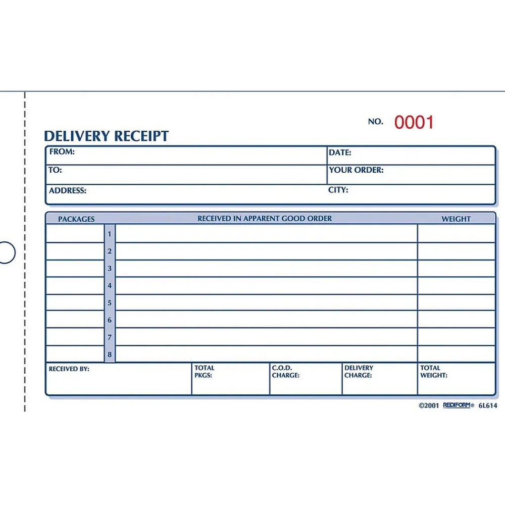 Accounting & Record Journals*Rediform ® Carbonless Delivery Receipt Books, 4-1/4" x 6-3/8" (RED6L614)