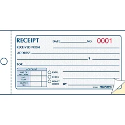 Accounting & Record Journals*Rediform Money Receipt Book, 2 3/4