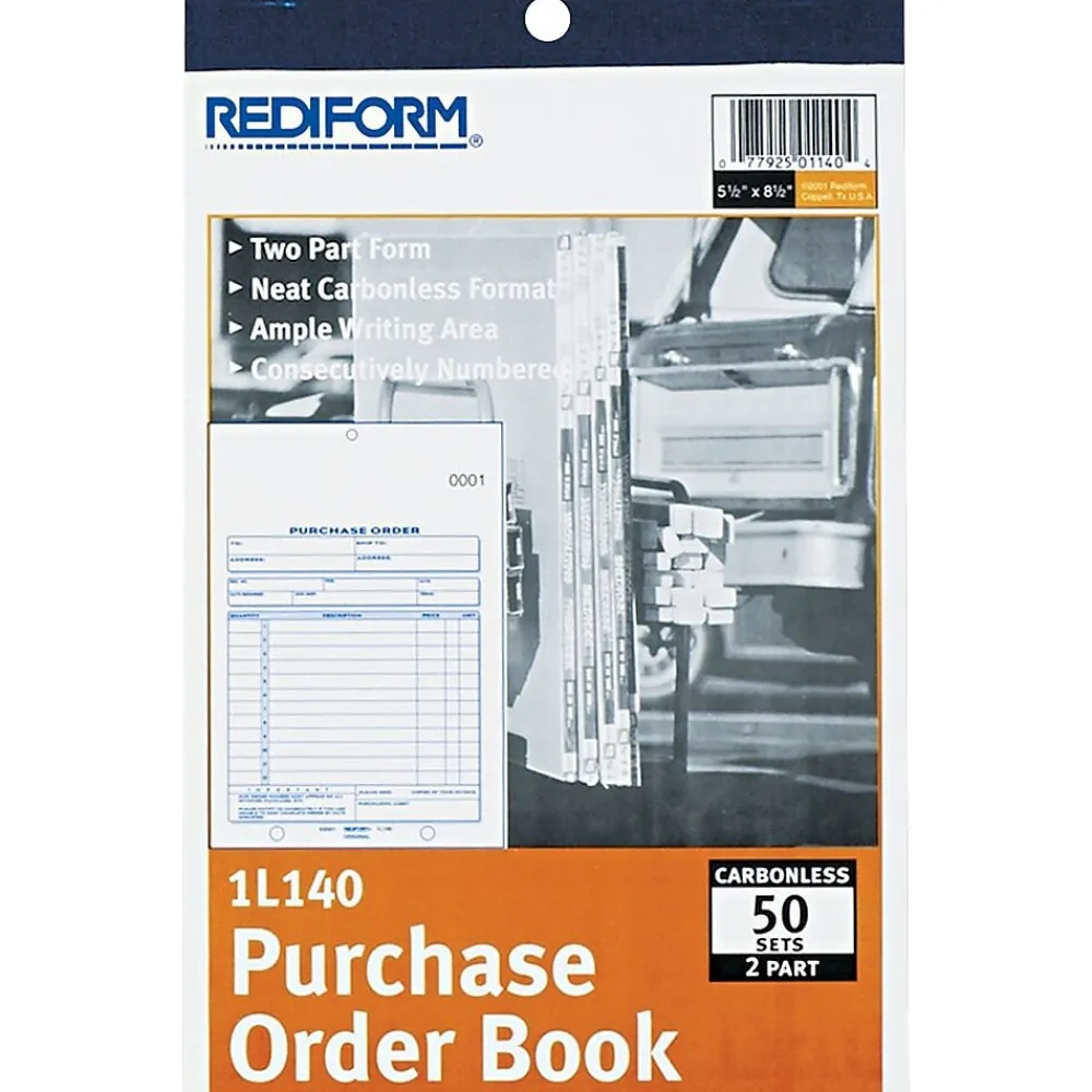 Business Forms*Rediform 2-Part Carbonless Purchase Requisitions, 5.5"L x 7.88"W, 50 Sets/Book (RED1L140)