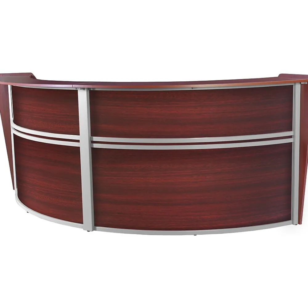 Office Desks*Regency Marque 124.5"W Curved Reception Desk Workstation, (77292MH) Mahogany