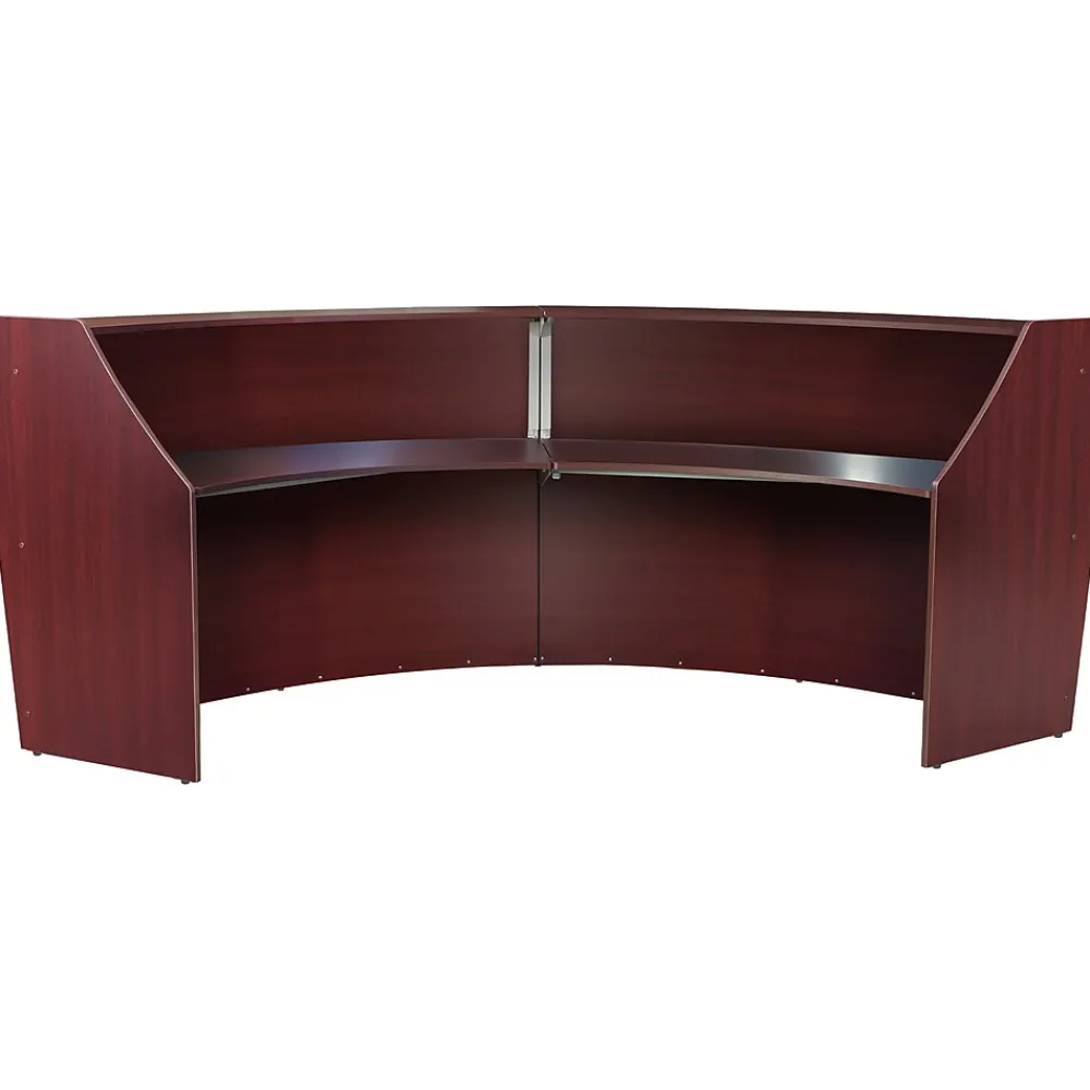 Office Desks*Regency Marque 124.5"W Curved Reception Desk Workstation, (77292MH) Mahogany