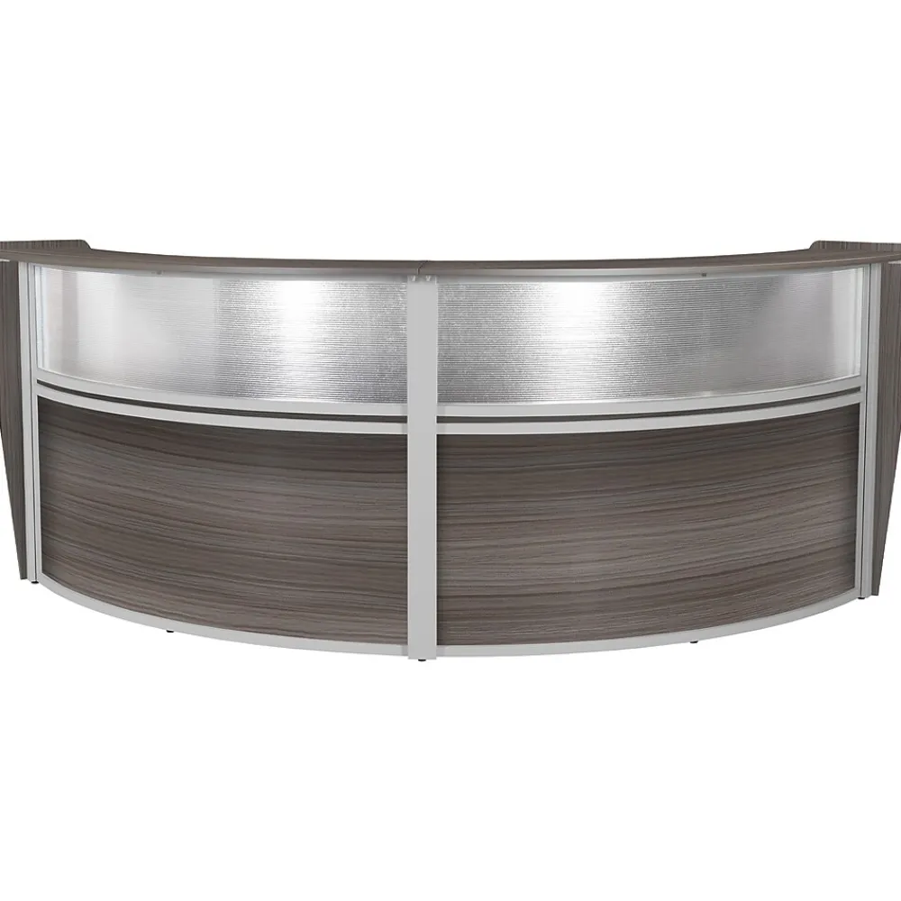 Office Desks*Regency Marque 124.5"W Curved Reception Desk Workstation, (77312GY) Driftwood Gray