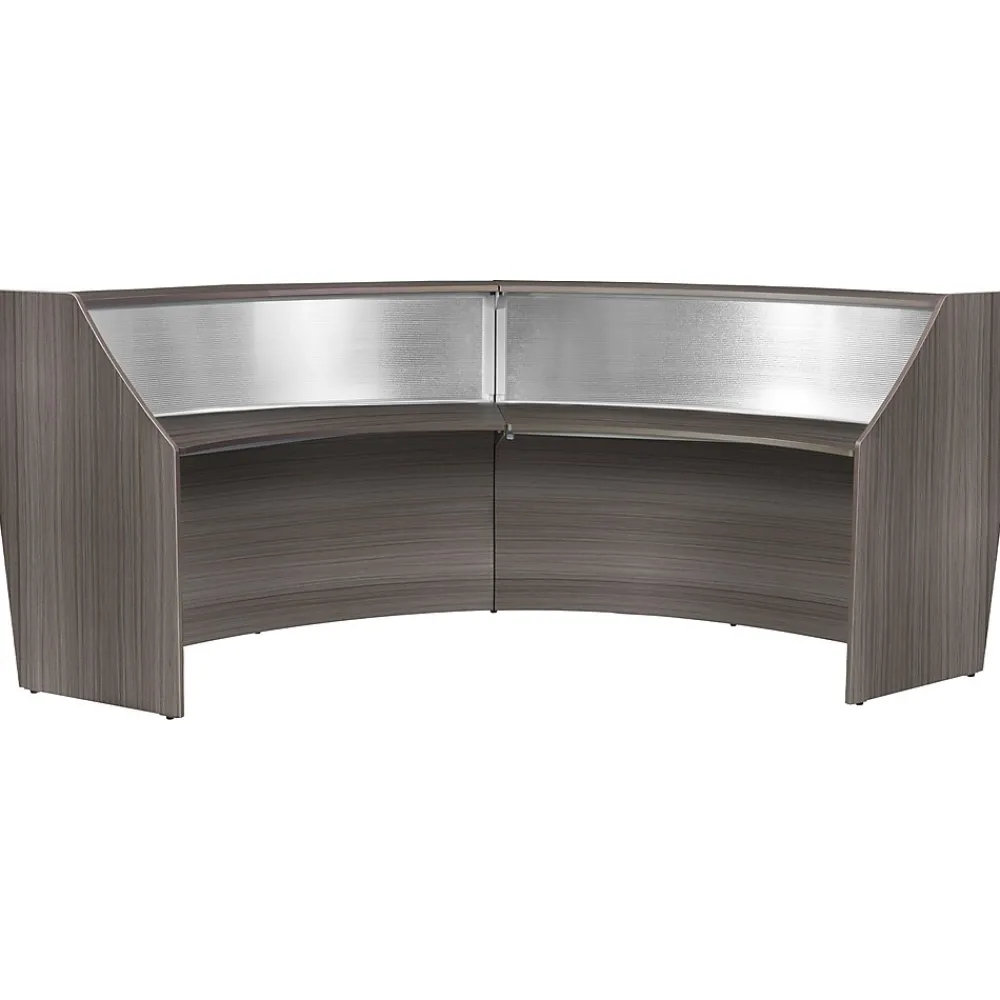 Office Desks*Regency Marque 124.5"W Curved Reception Desk Workstation, (77312GY) Driftwood Gray