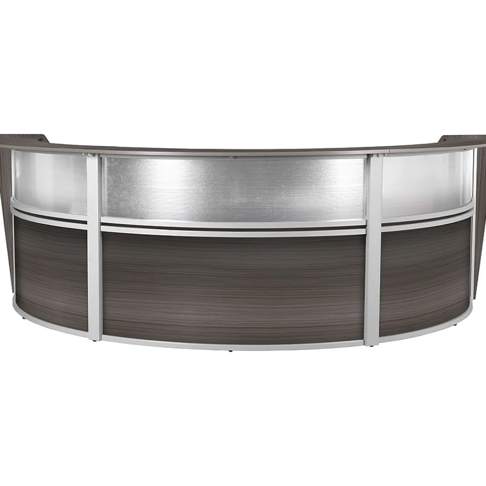 Office Desks*Regency Marque 144"W Curved Reception Desk Workstation, (77313GY) Driftwood Gray
